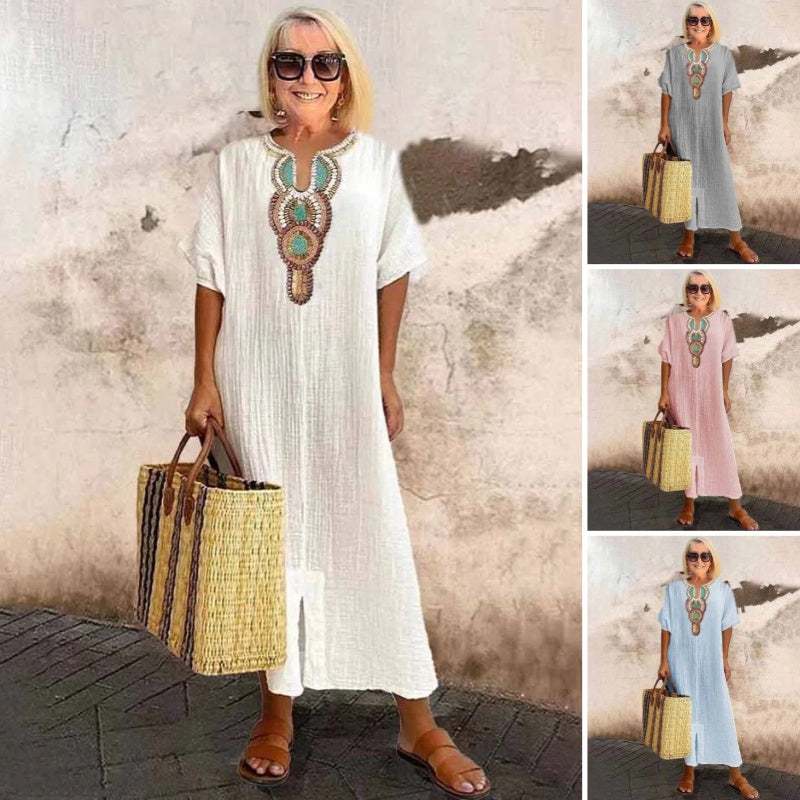 Women’s Ethnic Embroidery Relaxed Maxi Summer Dresses