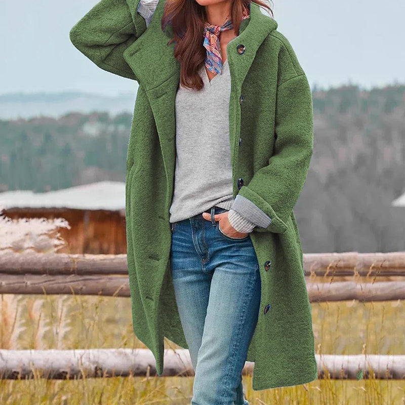 Women's Relaxed-Fit Blend Coat with Practical Hood and Pockets