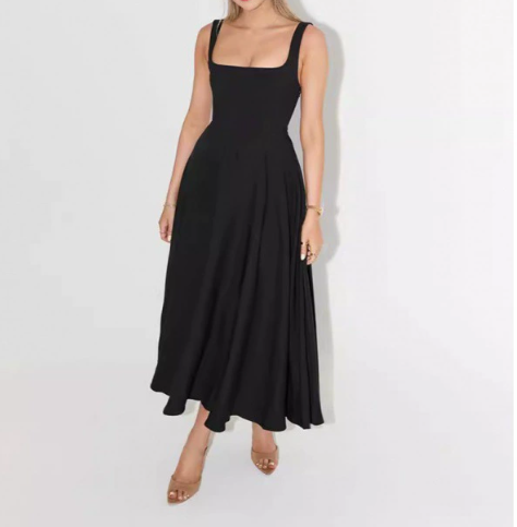 Stylish Elegance Square-Neck Floral Midi Dress for Women