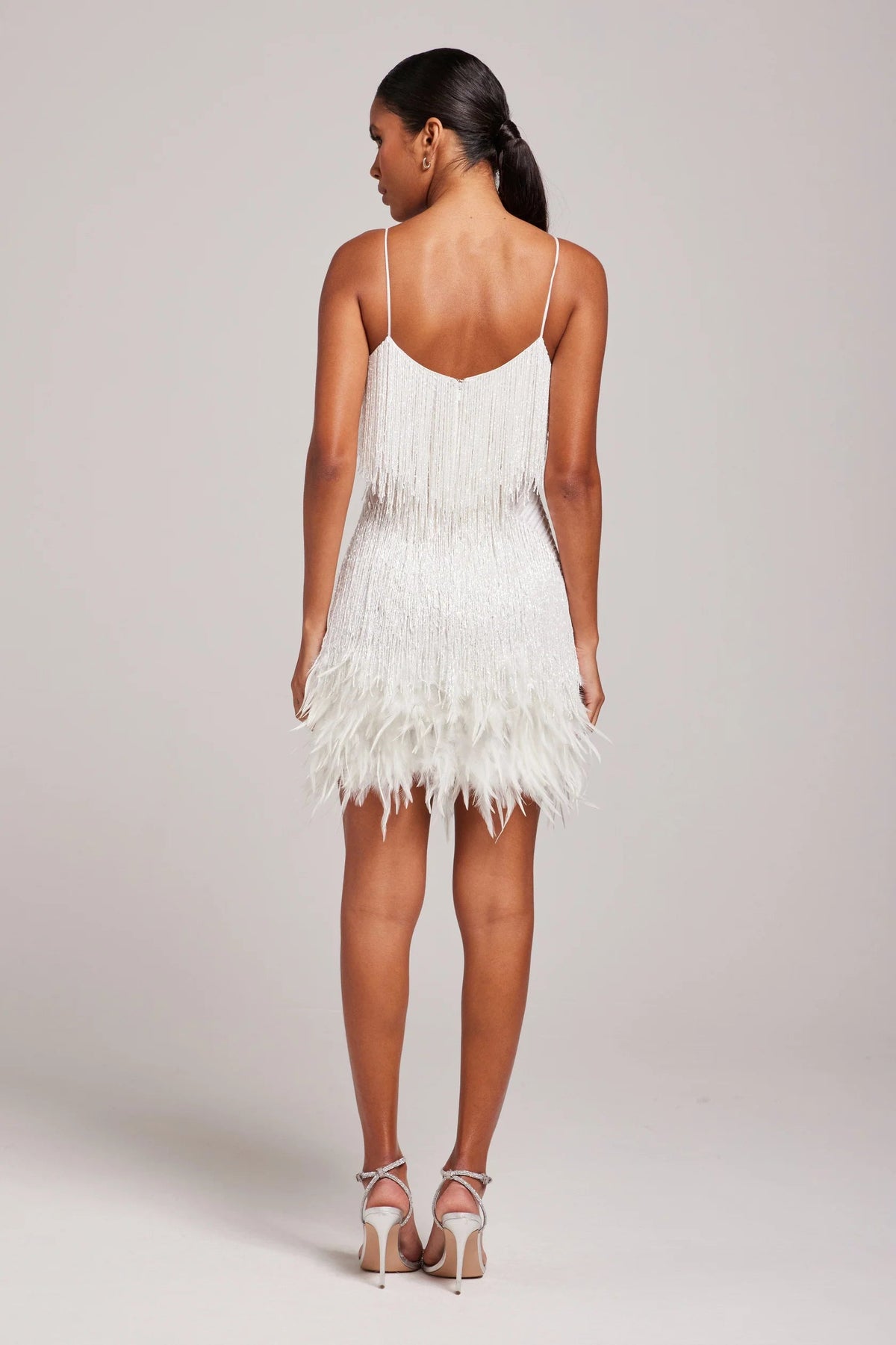 Women’s Fashion Party Mini Cocktail Dress with Fringe Feathers
