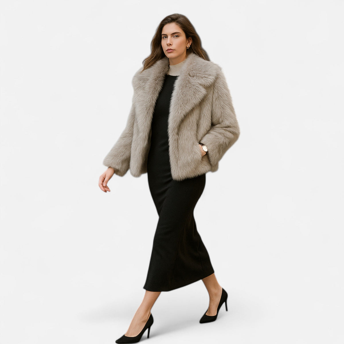 Women’s Cozy Fluffy Warm Plush Faux Fur Winter Coat